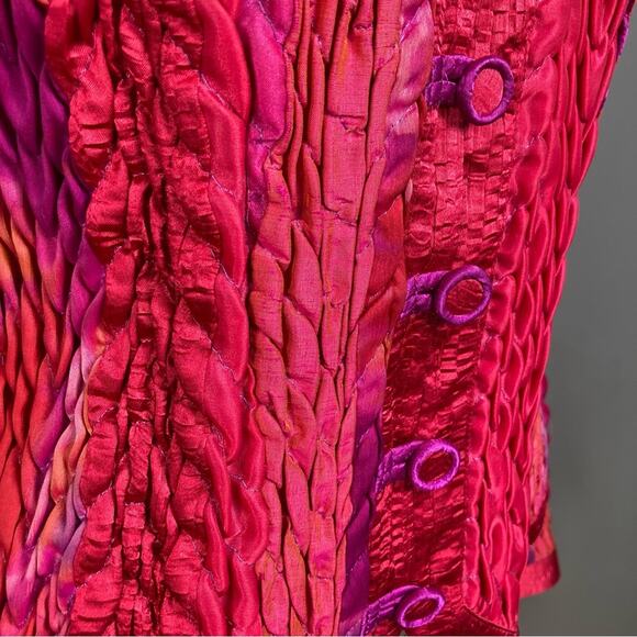 Jean Marc collection Jacket Large VTG bolero red ribbon ruched stretch crinkle - Picture 8 of 16